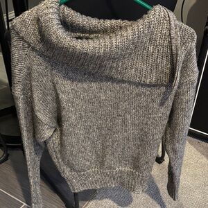 White House Black Market Heather Gray Cowl Neck Sweater